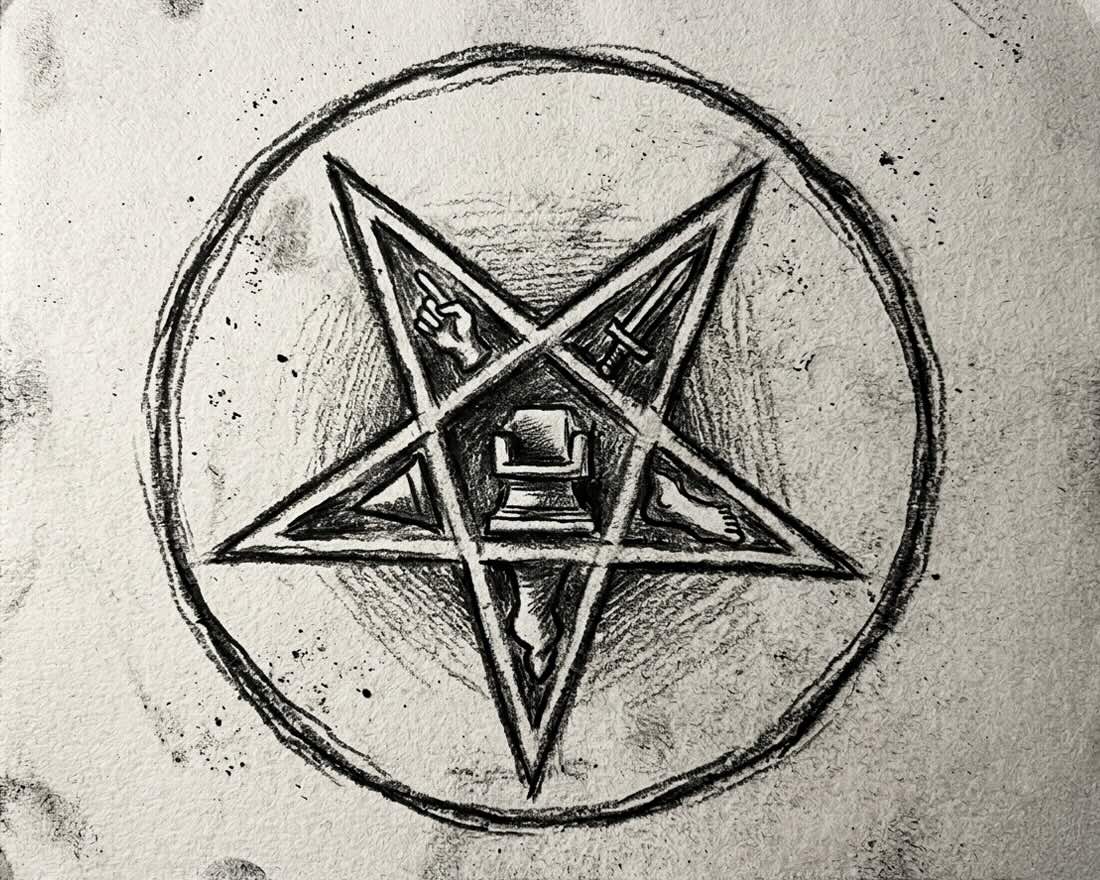 Pentagramme tracé à la craie, légendes occultes